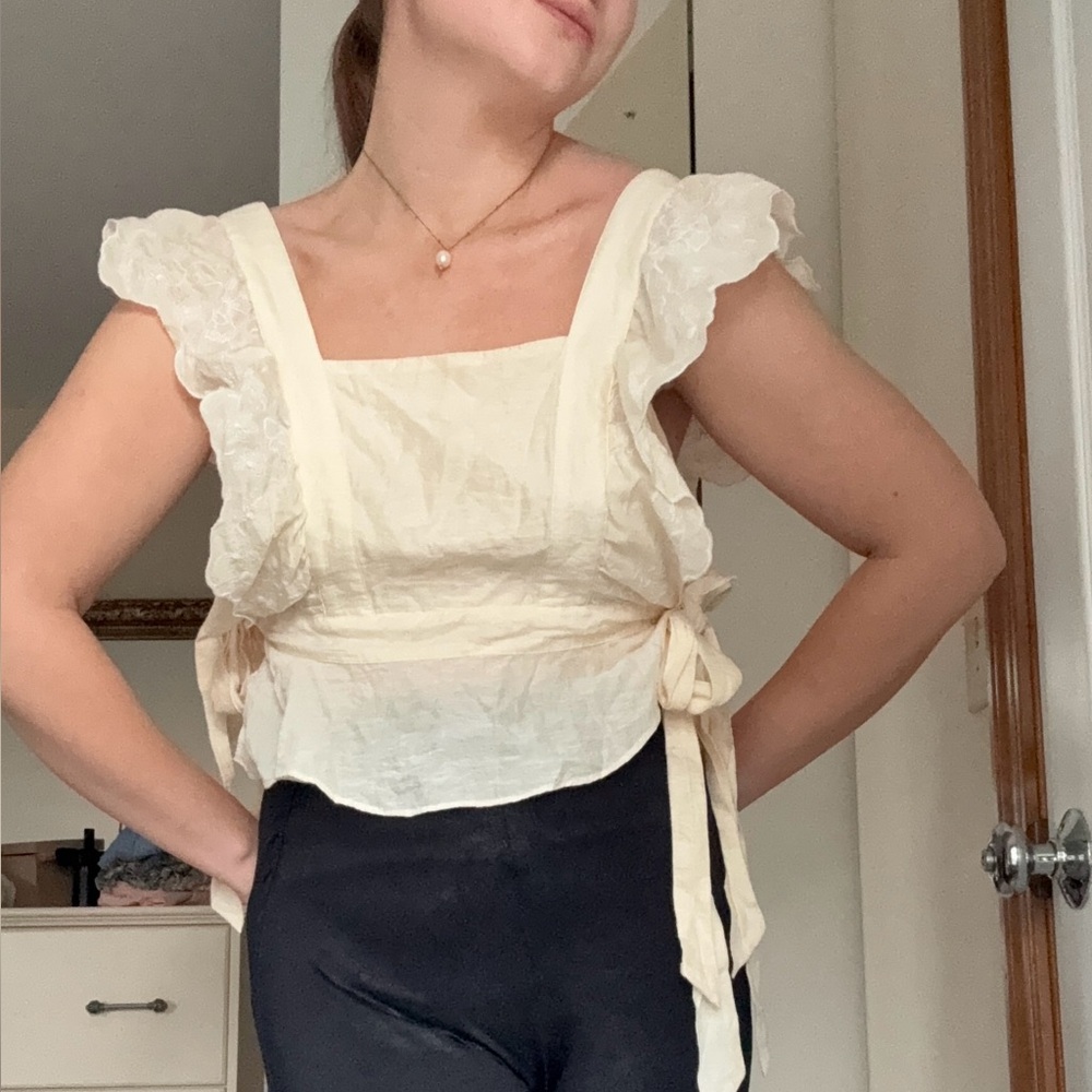 Keepsake Elegant Cream Ruffle Top vanilla